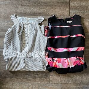 London Times & CB Striped Tank Midi Dress Bundle - 2 Midi Dresses